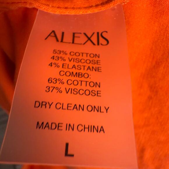 Alexis Rhodes Orange Short Sleeve Belted Tie Waist Midi Shirt Dress Size Large - Picture 16 of 16